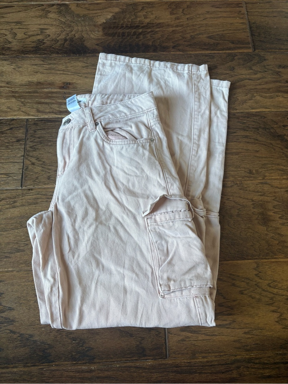 Garage Light Blush Wide-Leg Cargo Pants